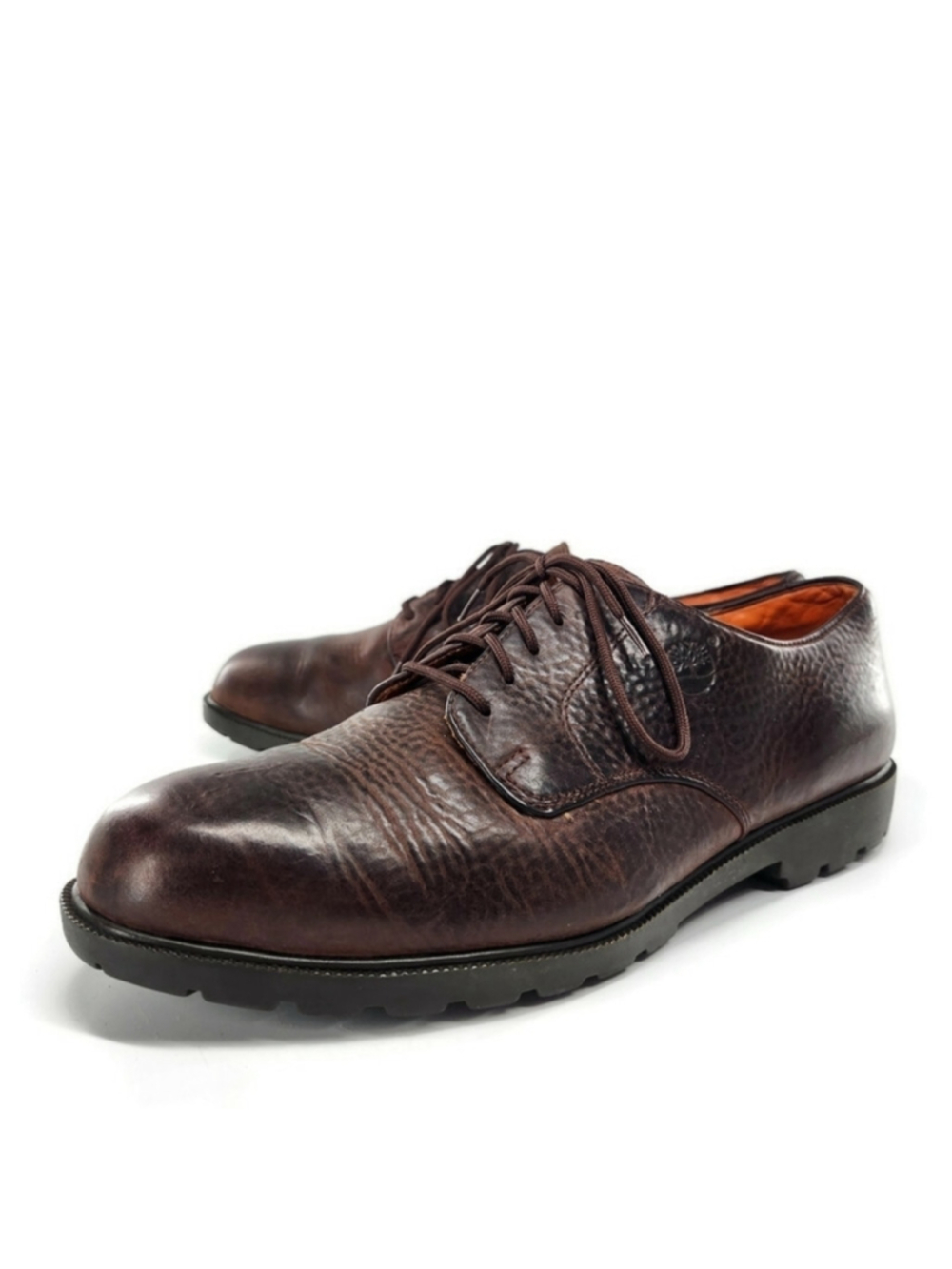 Timberland Brown Textured Waterproof Leather Lace-Up Lug-Sole Derby Style Shoes